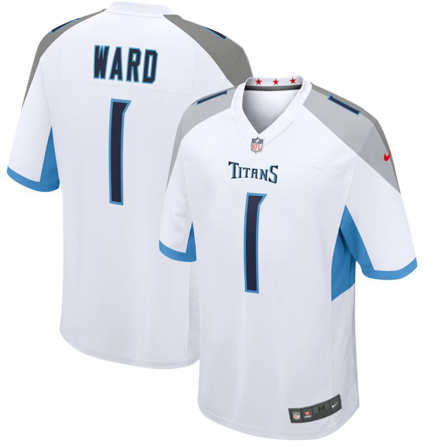 Men Tennessee Titans #1 Cameron Ward white 2025 NFL Draft First Round Pick Nike  Game Jersey